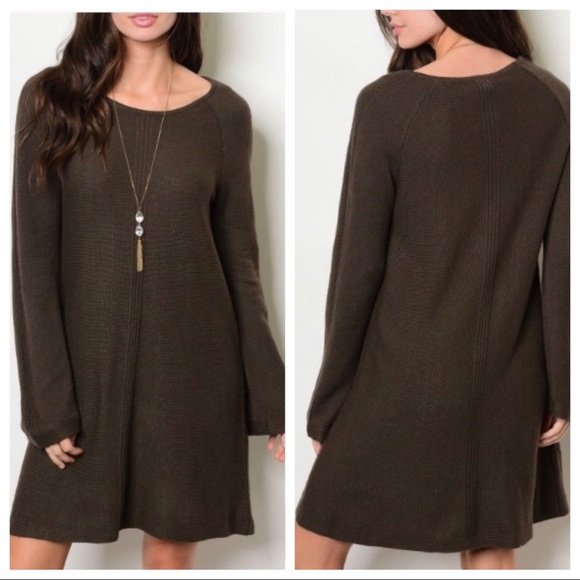 Love Riche Dresses & Skirts - Love Riche Olive Green Sweater Dress Size L Bell